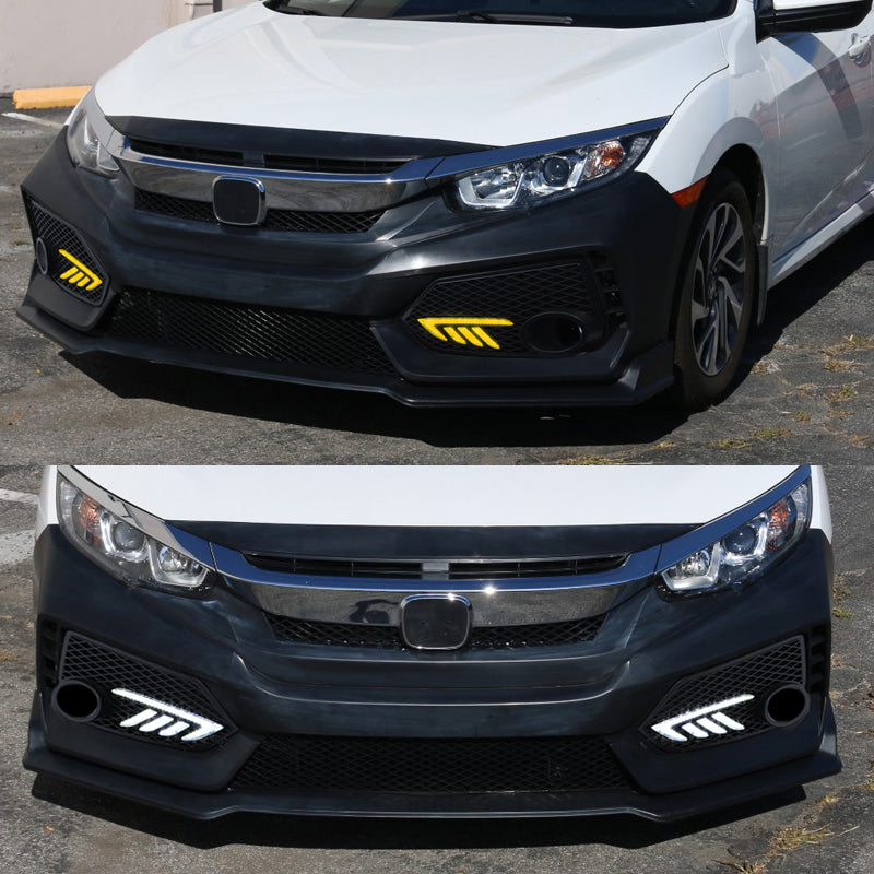 16-18 Honda X Gen Civic Type R Style LED DRL Daytime Running Lights La ...