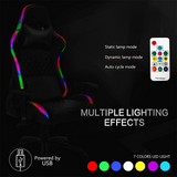 Gaming Chair with RGB LED Lights, Headrest and Lumbar Support, Height Adjustable High-Back Swivel Recliner Ergonomic Office Desk Chair