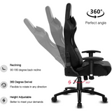 Gaming Chair with RGB LED Lights, Headrest and Lumbar Support, Height Adjustable High-Back Swivel Recliner Ergonomic Office Desk Chair