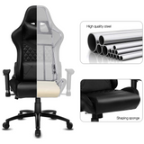Gaming Chair with RGB LED Lights, Headrest and Lumbar Support, Height Adjustable High-Back Swivel Recliner Ergonomic Office Desk Chair