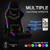 Gaming Chair with RGB LED Lights, Headrest and Lumbar Support, Height Adjustable High-Back Swivel Recliner Ergonomic Office Desk Chair