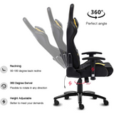 Gaming Chair with RGB LED Lights, Headrest and Lumbar Support, Height Adjustable High-Back Swivel Recliner Ergonomic Office Desk Chair