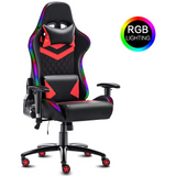 Gaming Chair with RGB LED Lights, Headrest and Lumbar Support, Height Adjustable High-Back Swivel Recliner Ergonomic Office Desk Chair