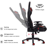 Gaming Chair with RGB LED Lights, Headrest and Lumbar Support, Height Adjustable High-Back Swivel Recliner Ergonomic Office Desk Chair