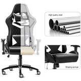 Gaming Chair with RGB LED Lights, Headrest and Lumbar Support, Height Adjustable High-Back Swivel Recliner Ergonomic Office Desk Chair
