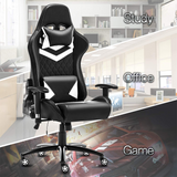 Gaming Chair with RGB LED Lights, Headrest and Lumbar Support, Height Adjustable High-Back Swivel Recliner Ergonomic Office Desk Chair