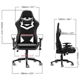 Gaming Chair with RGB LED Lights, Headrest and Lumbar Support, Height Adjustable High-Back Swivel Recliner Ergonomic Office Desk Chair