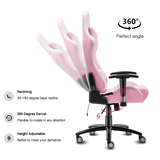Gaming Chair with RGB LED Lights, Headrest and Lumbar Support, Height Adjustable High-Back Swivel Recliner Ergonomic Office Desk Chair