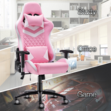Gaming Chair with RGB LED Lights, Headrest and Lumbar Support, Height Adjustable High-Back Swivel Recliner Ergonomic Office Desk Chair