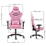 Gaming Chair with RGB LED Lights, Headrest and Lumbar Support, Height Adjustable High-Back Swivel Recliner Ergonomic Office Desk Chair