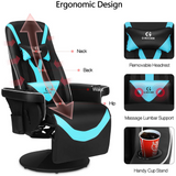 G-ROCKER Queen Throne Video Gaming Chair with RGB LED Lights, High Back Ergonomic Swivel Reclining Chair with Massage Lumbar Support, Backrest and Footrest, Headrest and Cupholders