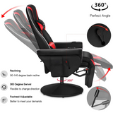 G-ROCKER Queen Throne Video Gaming Chair with RGB LED Lights, High Back Ergonomic Swivel Reclining Chair with Massage Lumbar Support, Backrest and Footrest, Headrest and Cupholders
