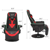 G-ROCKER Queen Throne Video Gaming Chair with RGB LED Lights, High Back Ergonomic Swivel Reclining Chair with Massage Lumbar Support, Backrest and Footrest, Headrest and Cupholders