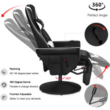 G-ROCKER Queen Throne Video Gaming Chair with RGB LED Lights, High Back Ergonomic Swivel Reclining Chair with Massage Lumbar Support, Backrest and Footrest, Headrest and Cupholders
