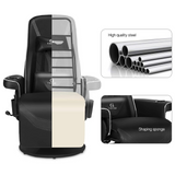 G-ROCKER Queen Throne Video Gaming Chair with RGB LED Lights, High Back Ergonomic Swivel Reclining Chair with Massage Lumbar Support, Backrest and Footrest, Headrest and Cupholders