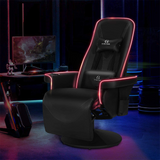 G-ROCKER Queen Throne Video Gaming Chair with RGB LED Lights, High Back Ergonomic Swivel Reclining Chair with Massage Lumbar Support, Backrest and Footrest, Headrest and Cupholders