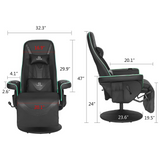 G-ROCKER Queen Throne Video Gaming Chair with RGB LED Lights, High Back Ergonomic Swivel Reclining Chair with Massage Lumbar Support, Backrest and Footrest, Headrest and Cupholders