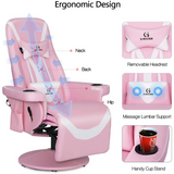 G-ROCKER Queen Throne Video Gaming Chair with RGB LED Lights, High Back Ergonomic Swivel Reclining Chair with Massage Lumbar Support, Backrest and Footrest, Headrest and Cupholders