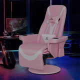 G-ROCKER Queen Throne Video Gaming Chair with RGB LED Lights, High Back Ergonomic Swivel Reclining Chair with Massage Lumbar Support, Backrest and Footrest, Headrest and Cupholders