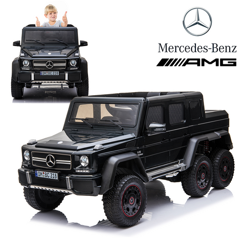 Licensed Mercedes Benz AMG G63 6x6 Kids Ride On Car with 2.4G Remote Control, 12V 4 Motors, Stroller Function, Openable Doors, Spring Suspension, USB MP3 Player & Bluetooth Function