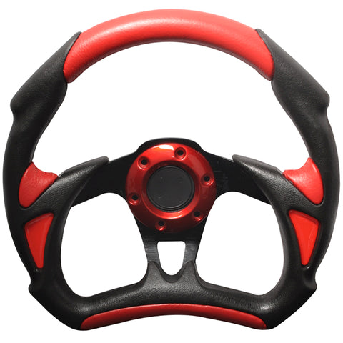 Universal JDM 6-Holed Bolt 320mm Black / Red PVC Leather Racing Steering Wheel