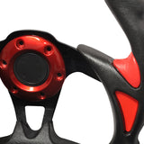 Universal JDM 6-Holed Bolt 320mm Black / Red PVC Leather Racing Steering Wheel