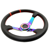 Universal 350MM Black CF Look Neo Spoke Sport Racing Steering Wheel