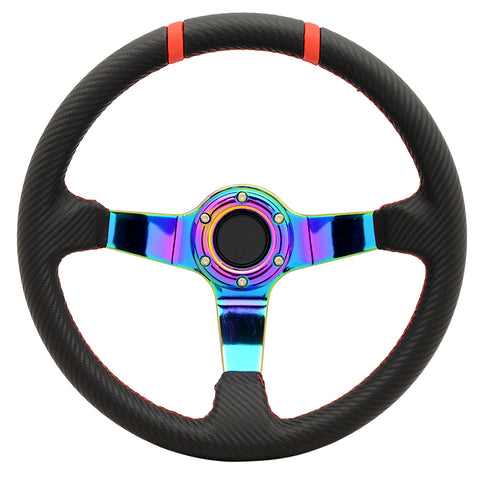 Universal 350MM Black CF Look Neo Spoke Sport Racing Steering Wheel