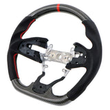 16-21 Honda Civic Carbon Fiber Steering Wheel Alcantara Red Stitch w/ Ring