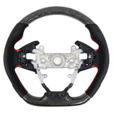 16-21 Honda Civic Gen 10th Carbon Fiber Steering Wheel Alcantara Red Stitch