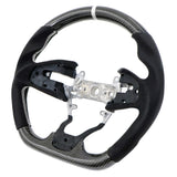 16-21 Honda Civic Carbon Fiber Steering Wheel Alcantara White Stitch & Ring