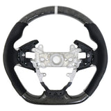 16-21 Honda Civic Carbon Fiber Steering Wheel Alcantara White Stitch & Ring