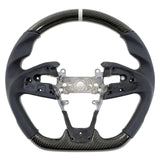 16-21 Honda Civic Steering Wheel Carbon Fiber Leather White Stitch w/ Ring