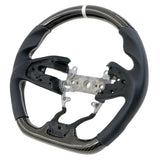 16-21 Honda Civic Steering Wheel Carbon Fiber Leather White Stitch w/ Ring