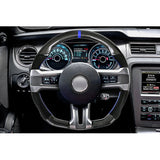 10-14 Ford Mustang Steering Wheel Carbon Fiber Alcantara Blue Stitch & Ring