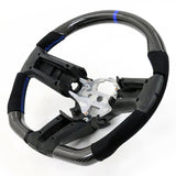 10-14 Ford Mustang Steering Wheel Carbon Fiber Alcantara Blue Stitch & Ring