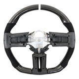 10-14 Ford Mustang Steering Wheel Carbon Fiber Alcantara White Stitch & Ring