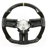 10-14 Ford Mustang Steering Wheel Carbon Fiber Alcantara Yellow Ring