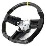 10-14 Ford Mustang Steering Wheel Carbon Fiber Alcantara Yellow Ring