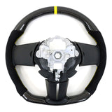 10-14 Ford Mustang Steering Wheel Carbon Fiber Alcantara Yellow Ring