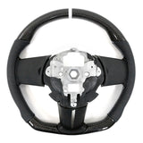 10-14 Ford Mustang Steering Wheel Carbon Fiber Leather White Stitch & Ring