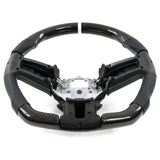 10-14 Ford Mustang Steering Wheel Carbon Fiber Leather White Stitch & Ring