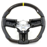 10-14 Ford Mustang Steering Wheel Carbon Fiber Leather Yellow Stitch & Ring