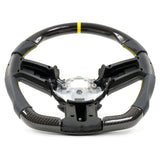 10-14 Ford Mustang Steering Wheel Carbon Fiber Leather Yellow Stitch & Ring