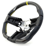 10-14 Ford Mustang Steering Wheel Carbon Fiber Leather Yellow Stitch & Ring