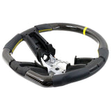 10-14 Ford Mustang Steering Wheel Carbon Fiber Leather Yellow Stitch & Ring