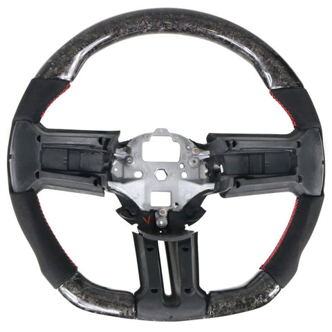 10-14 Ford Mustang CF & Alcantara Steering Wheel W/ Red Stitch & Indicator