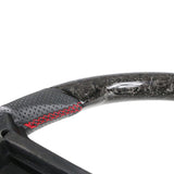 10-14 Ford Mustang CF & Leather Steering Wheel W/ Red Stitch & Indicator
