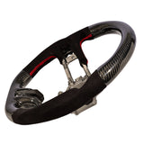 15-17 Mustang Steering Wheel Carbon Fiber with Suede Red Stitches