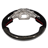 15-17 Mustang Steering Wheel Carbon Fiber with Suede Red Stitches